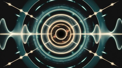 Poster -  Quantum Dynamics Series: Abstract Design Featuring Patterns of Oscillating Frequency Waves in Modern Science and Research.