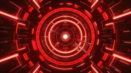 Fototapete - Red and Black Geometric Tech Background Design