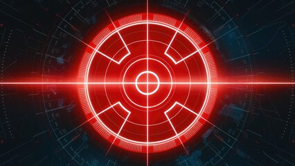 Poster - Red radar screen technology on a dark background.