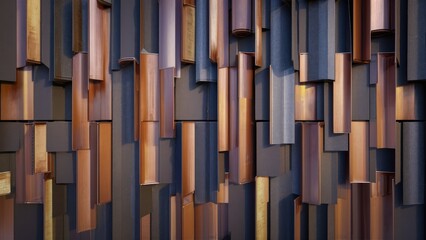 Poster - Seamless texture background of rusty metal facade cladding featuring aluminum and copper tiles design