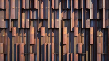 Poster - Seamless texture background of rusty metal facade cladding featuring aluminum and copper tiles design