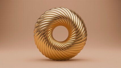 Poster - Shiny yellow gold ribbed design on a smooth beige background