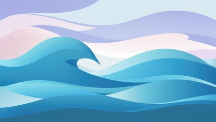 Poster - Soft blue wave gradient background with pastel hues, EPS 10 format