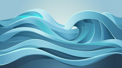 Poster - Soft blue wave gradient background with pastel hues, EPS 10 format