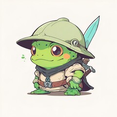 Sticker - Cute Frog Warrior Illustration