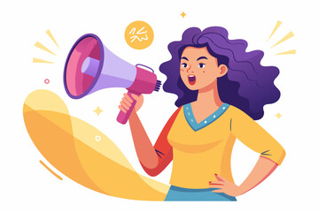 Poster - Did you know, fun fact, idea or advice message, useful knowledge or wisdom, expert information, explanation or solution, useful tips concept, woman talk on megaphone on did you know speech bubble.
