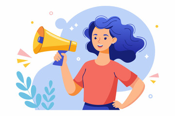 Poster - Did you know, fun fact, idea or advice message, useful knowledge or wisdom, expert information, explanation or solution, useful tips concept, woman talk on megaphone on did you know speech bubble.

