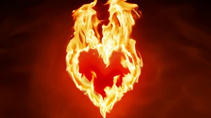 Poster - Captivating flames dance in a heart shape, creating an enchanting display of warmth and light