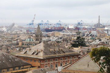 Canvas Print - The panorama of Genoa, Italy