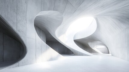 Poster - Abstract white and concrete interior featuring 3D rendering