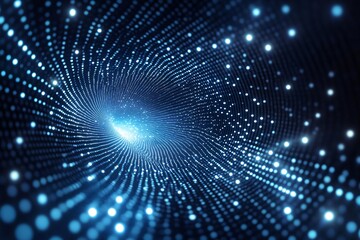 Poster - Vibrant cosmic swirl of blue and white lights in a digital abstract style, creating a sense of motion and depth.