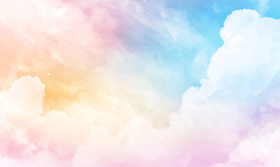 Wall Mural - watercolor background with clouds-generative ai