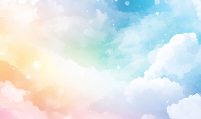 Wall Mural - watercolor background with clouds-generative ai