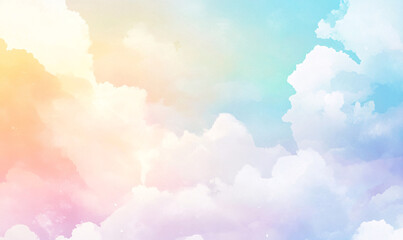 Wall Mural - watercolor background with clouds-generative ai