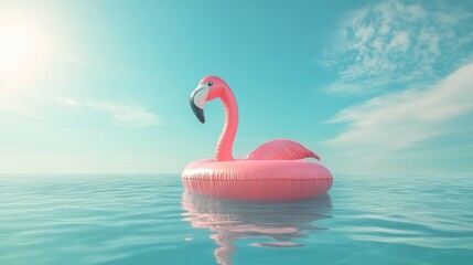 Pink Flamingo Pool Float on a Sunny Day