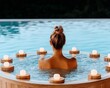 © Sagiam - A luxurious spa experience featuring a beautiful woman enjoying a detox bath in a wooden wellness center