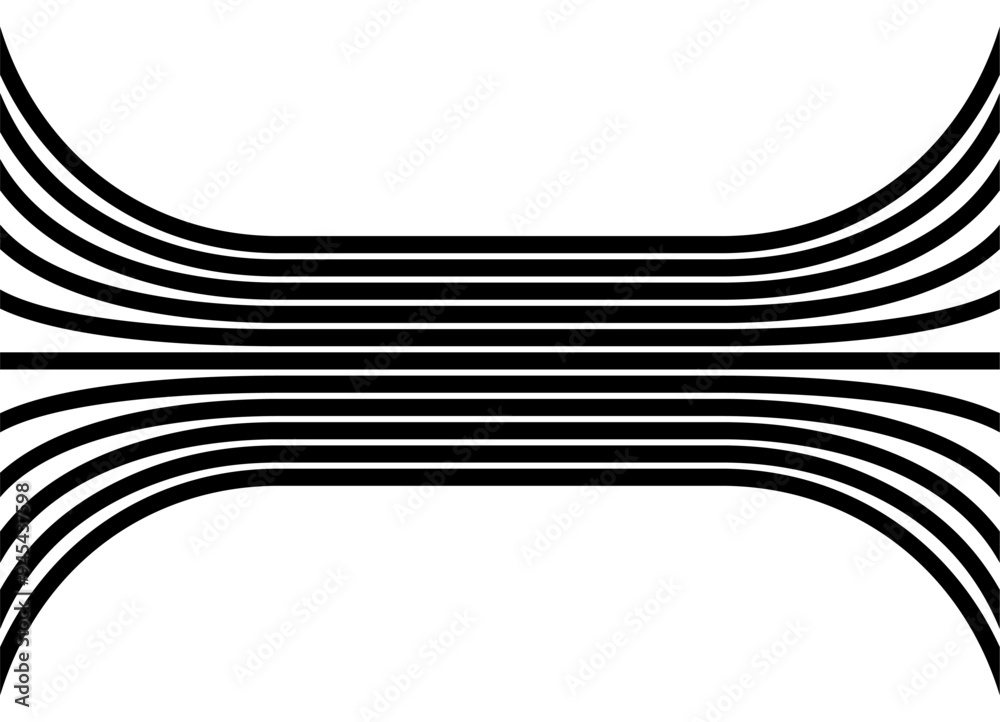 Strict vector pattern of black curved lines on a white background in ...