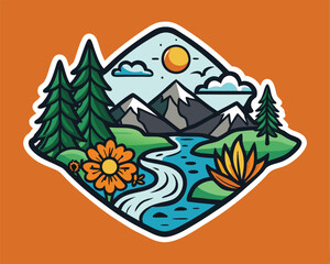 Wall Mural - nature t shirt and sticker design vector illustration