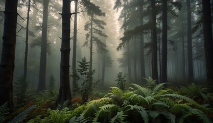 Wall Mural - Mystical Forest with Ferns