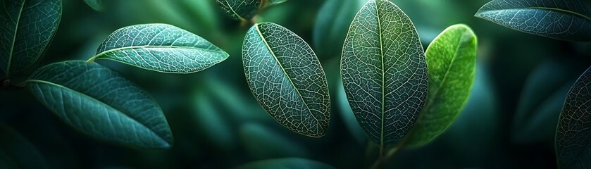 Wall Mural - Close Up of Green Leaf Veins - Photo