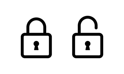 Poster - Lock and unlock icon in line style. Security padlock sign symbol