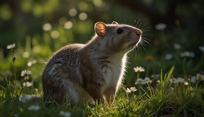 Curious Rodent in Bright Meadow