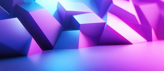 Poster - 3D rendering of an abstract geometric background in purple and blue hues Ideal for advertising technology showcases banners cosmetics fashion and business Sci Fi illustration for product presentati