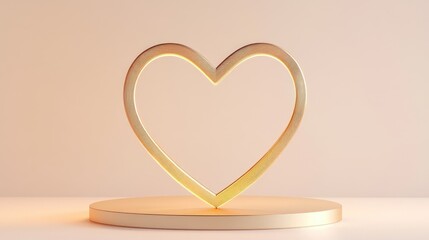 Poster - 3D rendering of a heart shaped light gold display stand