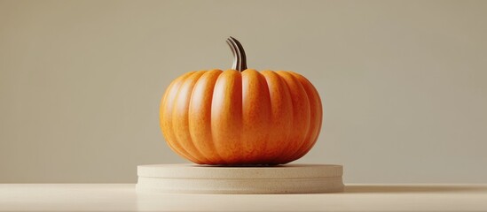 Poster - 3D rendering of a large pumpkin displayed on a pedestal