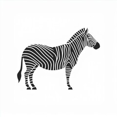 Sticker - zebra black icon isolated on white