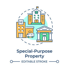 Poster - special-purpose property multi color concept icon. school and hospital buildings. public service. in