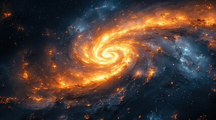Wall Mural - golden spiral fractal on deep space background cosmic nebula swirls sacred geometry concept