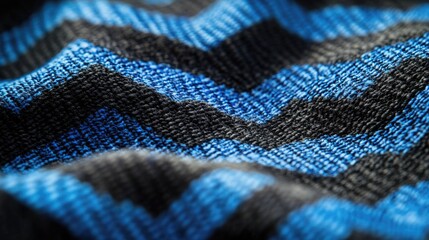 Poster - Close up view of a blue and black zigzag pattern showcasing intricate design details
