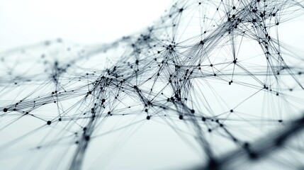 Poster - 3D rendering of technological structure lines on a white background showcasing digital art