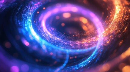 Poster - 3D rendering of vibrant fractal lights with luminous effects Abstract background featuring shimmering circles generated through computer graphics