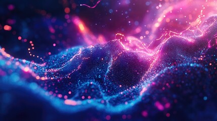Poster - Abstract neural networks envisioned as a synthetic mind Innovative science and technology with neon strands of flowing particles 3D illustration depicting abstract cyberspace