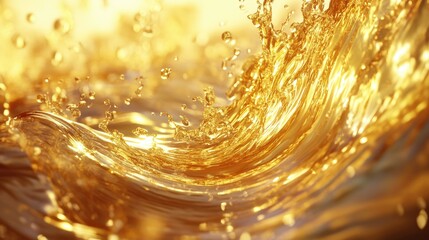 Poster - A dynamic splash of gold in a captivating 3D illustration