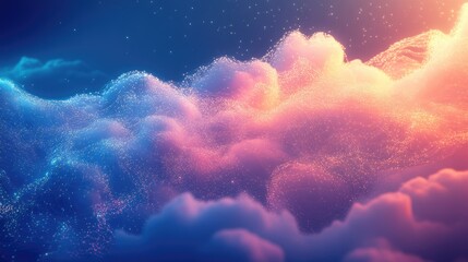 Poster - Abstract 3D cloud background featuring cable designs and hexadecimal codes