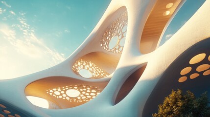 Poster - Abstract architectural 3D illustration showcasing innovative design elements and unique structures