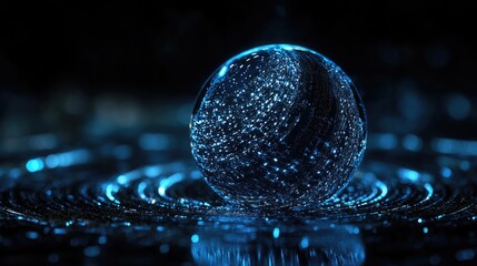 Poster - Abstract blue sphere in a dark background