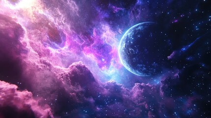 Poster - abstract fantasy 3d render of a cosmic space scene