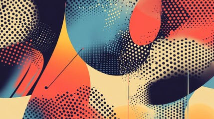 Poster - Abstract graphic design illustration featuring a dotted pattern with spherical dots and lines in a visually engaging style