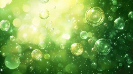 Poster - Abstract green background featuring shimmering circles and a glossy finish Beautiful illustration