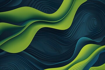 Wall Mural - Illustration of A trendy abstract background with a gradient shift from bright lime green to deep navy blue, showcasing subtle, flowing waves and dynamic textures. Ai Generate.