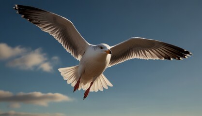 Wall Mural - Seagull in Flight Over Sea