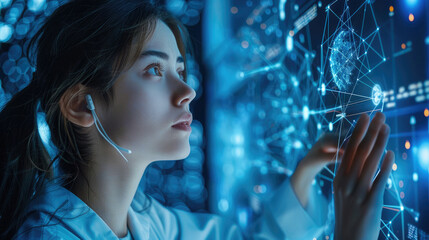 Poster - Scientists are using AI to analyze large amounts of data to find new ways to solve global problems such as climate change or hunger. Generative AI.