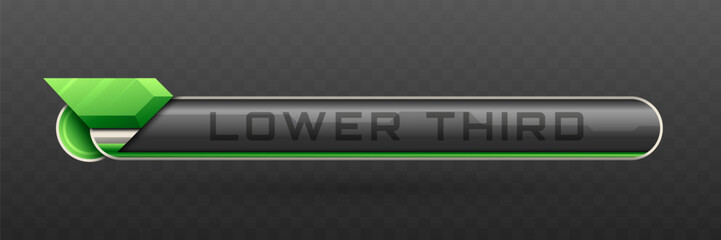 Wall Mural - Lower Third Banner in Metallic Black, Silver and Green Theme for Video Screen Broadcast Presentation Titles