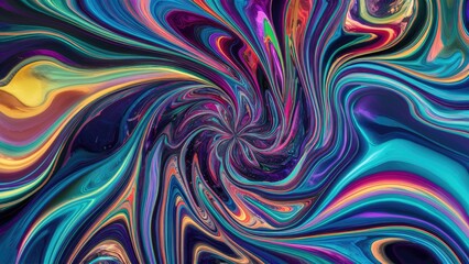 Poster - Vibrant Abstract Liquid Flow, Psychedelic Fluid Dynamics, Colorful Holographic Background
