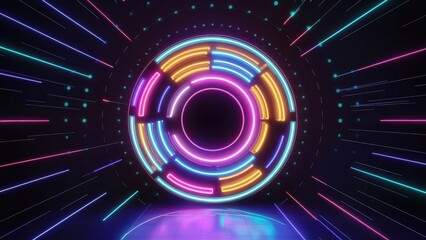 Poster - Vibrant Abstract Neon Light Loading Circle Background Illustration