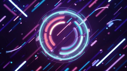 Poster - Vibrant Abstract Neon Light Loading Circle Background Illustration